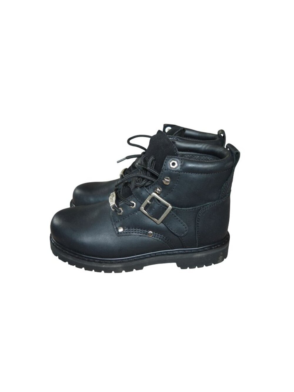 New River Road Crossroads Buckle Boots Black Leather Biker Men Size 8 Motorcycle